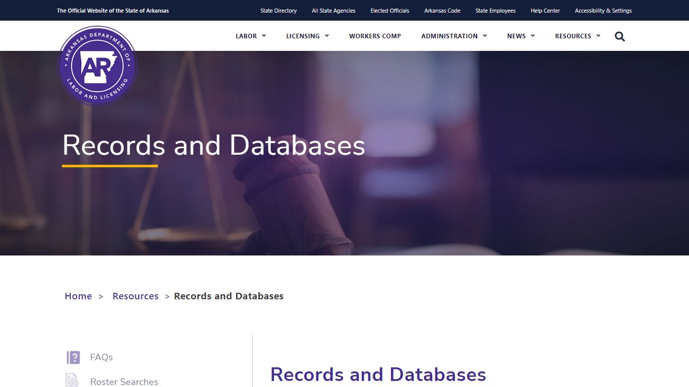 Records and Databases - Arkansas Department of Labor and Licensing