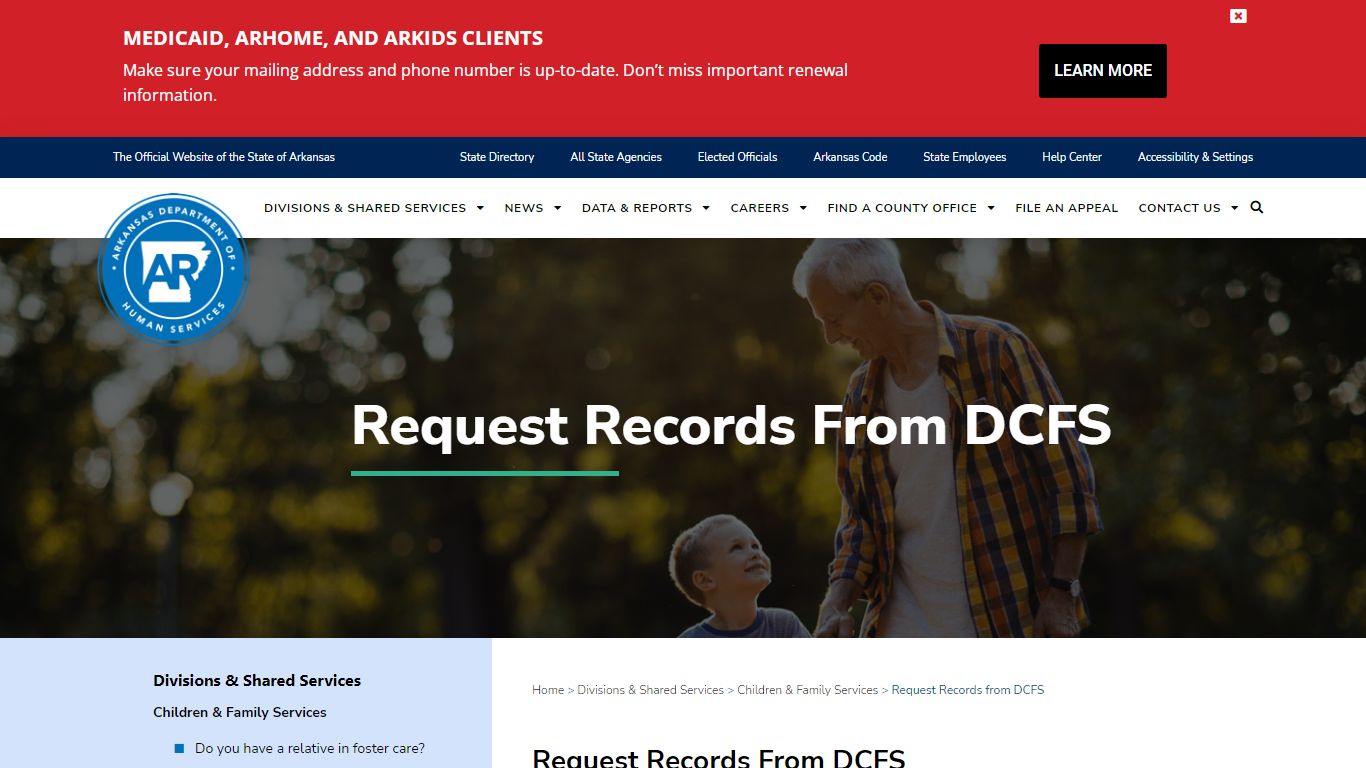 Request Records from DCFS - Arkansas Department of Human Services